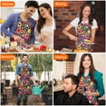 thumbnail image 7 of Pioneer Flower Floral Print Pattern Apron-Garden Aprons for Women with Pockets-Cotton Linen Waterproof Kitchen Cooking Gardening Aprons Adjustable for Kitchen,Cooking,BBQ and Salon 33x27 Inch, 7 of 7
