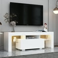 thumbnail image 2 of GIVIMO Modern TV Stand Entertainment Cabinet with 1 Drawer,Wood Finish LED RGB Lights,White, 2 of 10