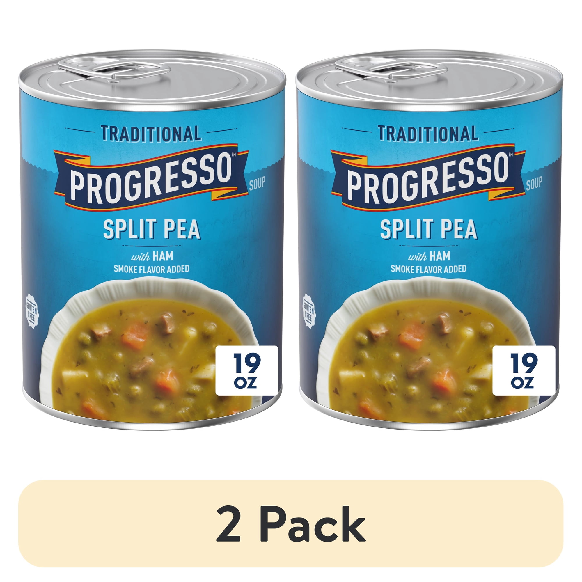 (2 pack) Progresso Split Pea with Ham Soup, Traditional Canned Soup, Gluten Free, 19 oz