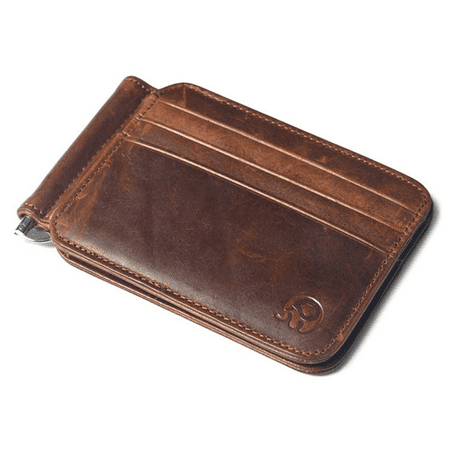 Mignova Men's Leather Slim Spring Money Clip Wallet Front Pocket Credit Card Case Holder