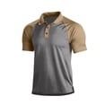 thumbnail image 2 of Fabrcox Mens Short Sleeve Polo Shirts Raglan Collared Golf Shirt for Men Color Block Regular Fit Casual Sports Men Athletic Shirt Khaki XL, 2 of 7