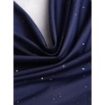 thumbnail image 3 of Navy Blue Womens Halter Neck Ruched Bodycon Mini Dress With Sparkling Glitter Detail, 3 of 7