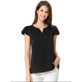 thumbnail image 2 of INSPIRE CHIC Blouse Unie pour Femme Col en V à Volants Manches Courtes Légère Blouse de Travail m Noir, 2 of 7