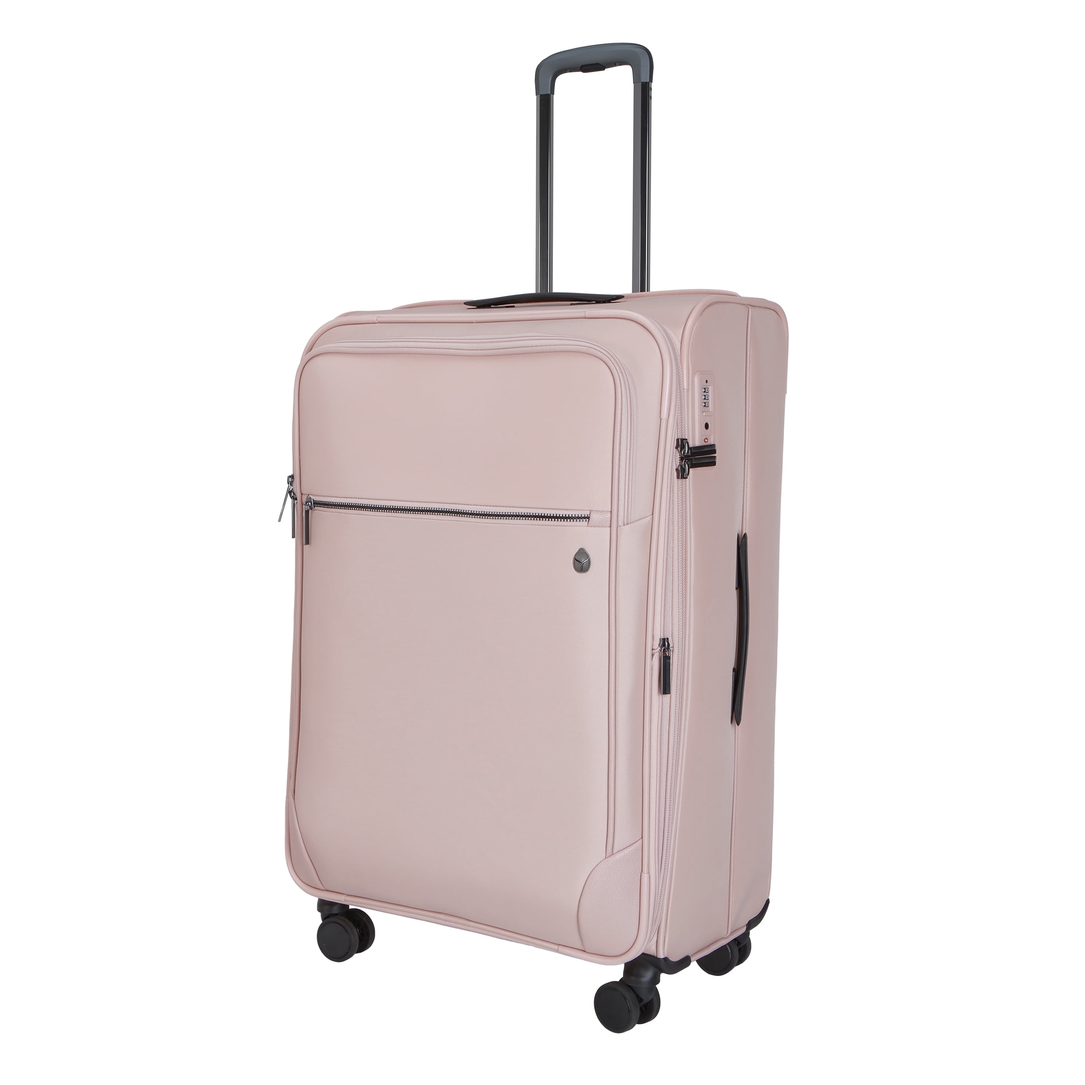 btL 28-inch Nylon Softside Expandable Checked Upright Luggage With 360 Spinner Wheels and Divider Pockets, Rose Smoke
