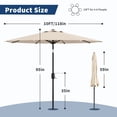 thumbnail image 4 of Petyee 10FT Patio Umbrella,Outdoor Market Table Umbrella with Crank Lift & Push Button Tilt,8 Ribs,Beige White, 4 of 7