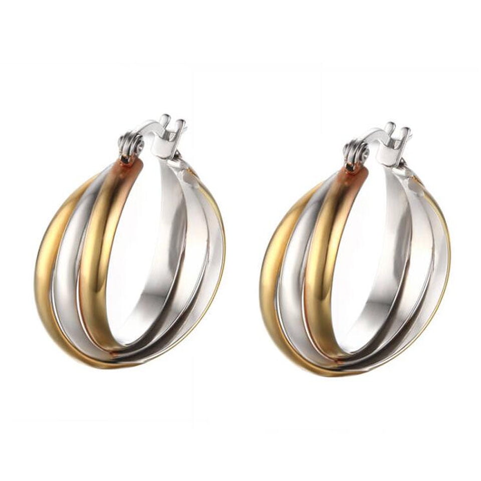 Unique Metal Hoop Earring for Women Silver Gold Not Allergic