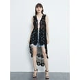 thumbnail image 4 of Women's Crochet Long Vest Boho Sleeveless Kimono Cardigan Swimwear Cover up, Black, One Size, 4 of 6