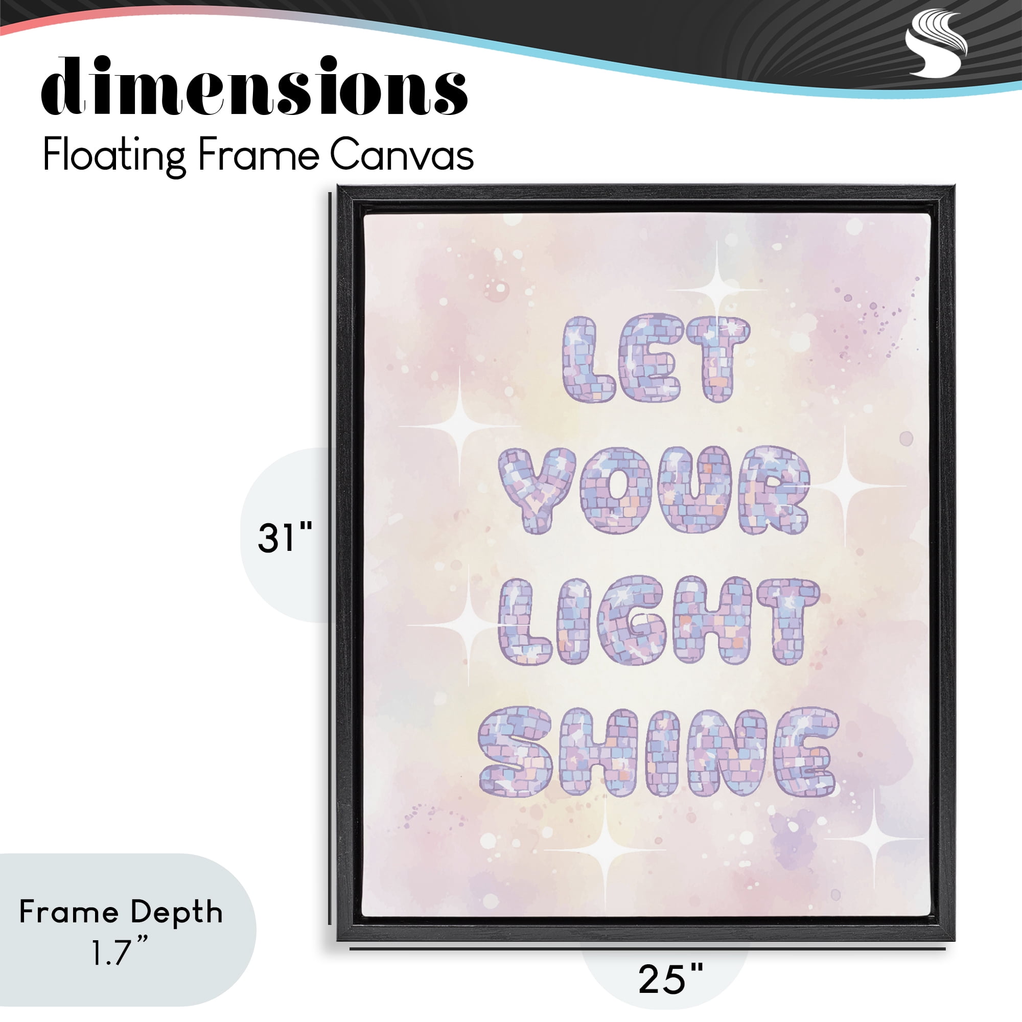Stupell Industries Let Your Light Shine Pastels Black Framed Floater Canvas Wall Art, design by Lil' Rue
