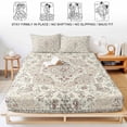 thumbnail image 5 of Twin XL Size Fitted Sheet Set - Beige Boho 2 Piece Bedding Sets 16" Deep Pocket Fitted Sheet with 1 Pillowcases, Vintage Ethnic Floral Abstract Geometric Brushed Microfiber Hotel Luxury Bed Sheets, 5 of 9