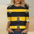 thumbnail image 2 of Womens Tops 2025 Casual Bee Festival Shirts Cute Honey Bee Graphic Top Crew Neck T-Shirts 3/4 Sleeve Tee Loose Flowy T Shirt Holiday Causal Blouses, 2 of 5