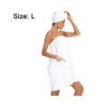 thumbnail image 2 of Toalla de baño para mujer para ducha de spa, toalla de baño, batas de baño de microfibra suave, envoltura con turbante para el cabello, 2 of 5