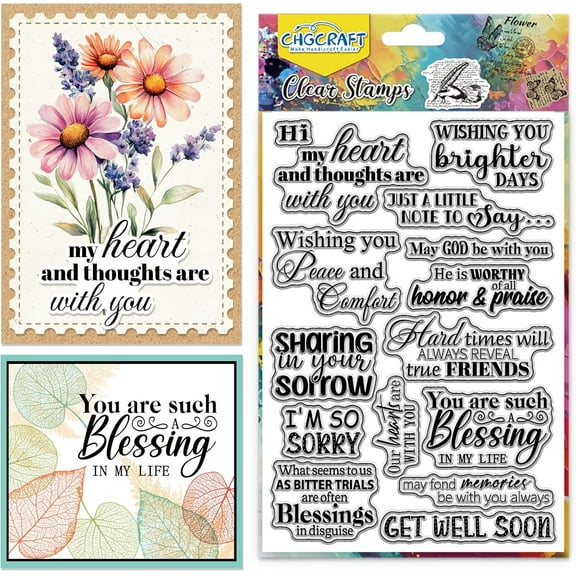 Sympathy Wishes Clear Stamp Silicone Clear Stamps Transparent Handicraft Stamps for DIY Scrapbooking Photo Album Decorative Cards Making Word 6.3x4.3inch diy