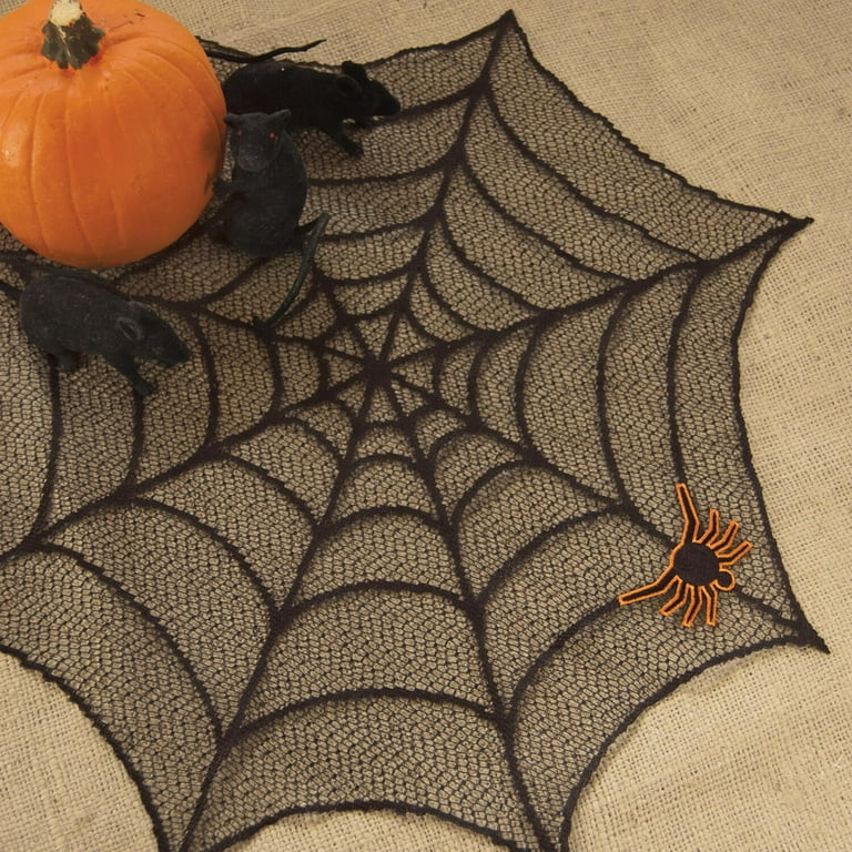 Spider Web 20 in. Black Round Doily (Set of 4) Spider Web 20 in. Black Round Doily (Set of 4)
