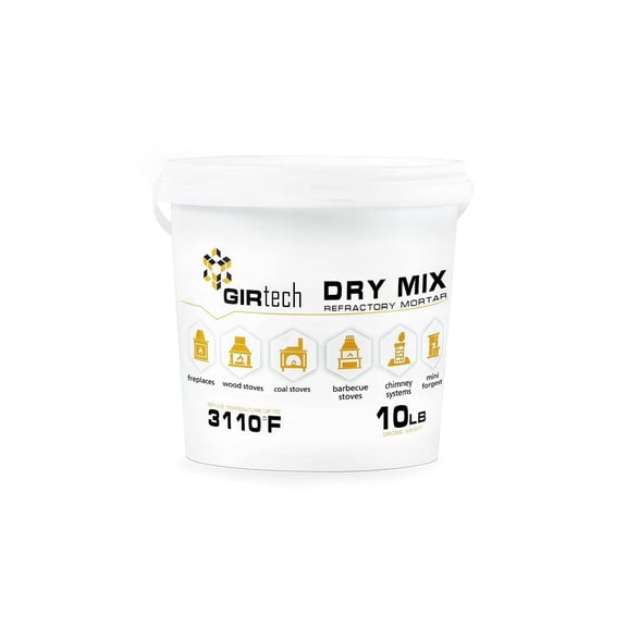 GIRtech Refractory Cement Dry Mix Mortar 10 LB 3110 Degree °F High Temp Heat Resistant Mortar for Repairing & Masonry, Fire Brick Lining Fire Pit, Fireplace, Kiln, Furnace, Forge