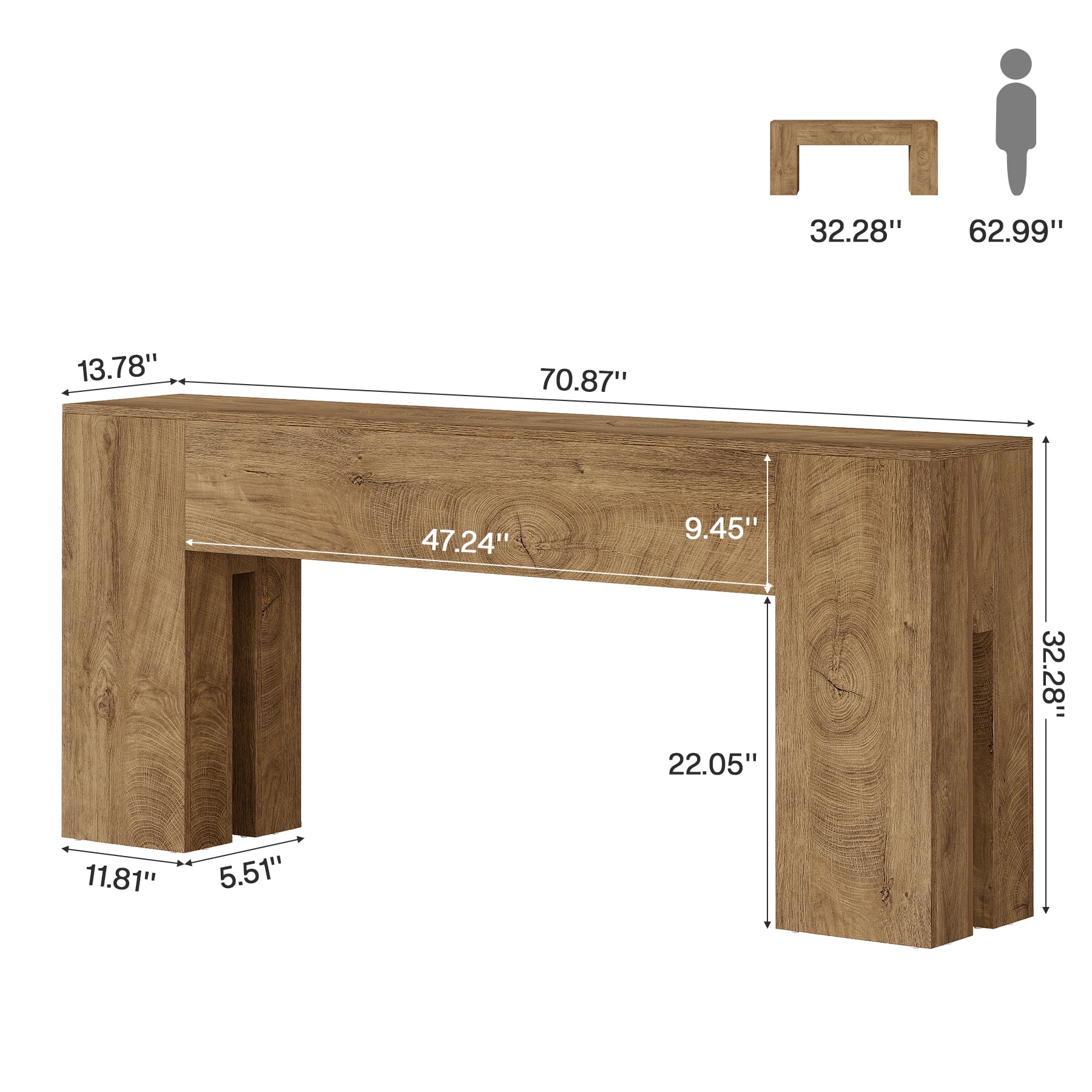 Tribesigns 71-inch Long Console Table for Entryway, Farmhouse Sofa Console Behind Couch, Entry Table for Hallway, Light Brown