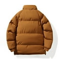thumbnail image 4 of safuny Winter padded Coats For Men Lightweight Loose Long Sleeve puffer Jackets Zip Up Warm Thermal Fleece Oversized Stylish Parka Hooded Brown XXXL, 4 of 6