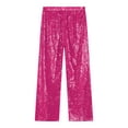 thumbnail image 6 of Jhaoyu Kids Girls Glitter Sequin Elastic Waist Bell Bottom Pants Hip Hop Performance Disco Party Hot Pink 8, 6 of 7