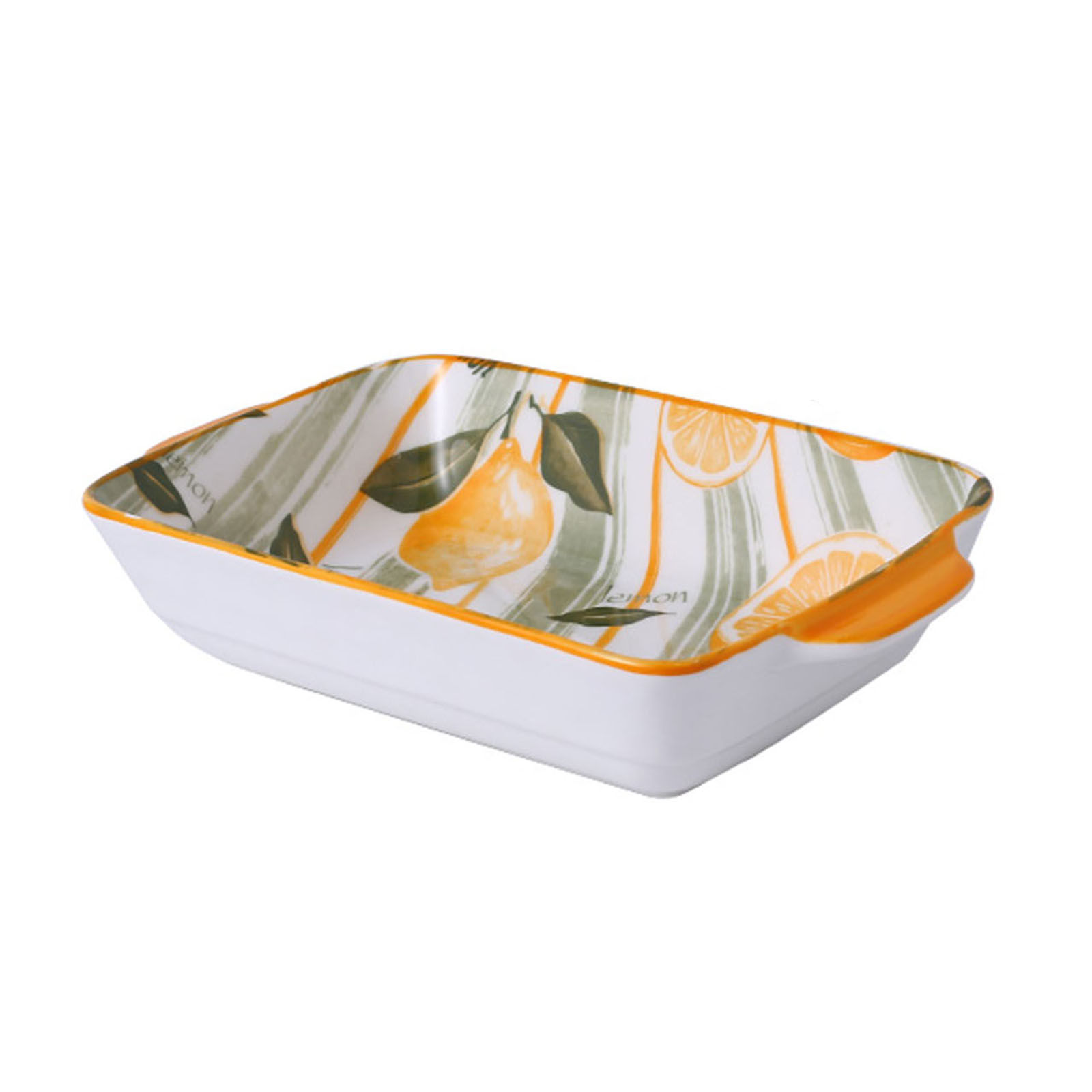 Fruit Pattern Rectanglar Lasagne Dish With Handle, Pasta Bake Dish For