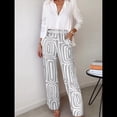 thumbnail image 4 of Conjunto de Dos Piezas para Mujer, con Estampado Geométrico, Pantalones de Cintura Alta y Camisa Sencilla. Gris XXL, 4 of 7