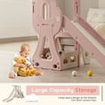 thumbnail image 4 of Pink Toddler Slide,Kids Climber Slide with Storage Space Indoor Outdoor Playset with Basketball Hoopa and Telescope,Slide for Toddlers Age 1-3, 4 of 6