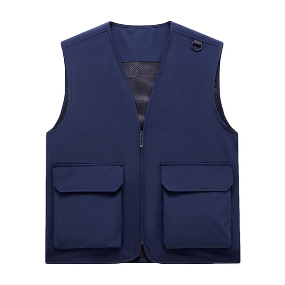 Yaoyar Men's Utility Fishing Vest Lightweight Outdoor Zip up Travel Work Cargo Vest Jacket with Multi Pockets