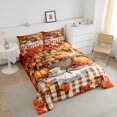 thumbnail image 4 of Erosebridal Maple Leaf Bedding Queen Comforter Set, Autumn Pumpkin Down Comforter, Brown Buffalo Decor, Reversible 3 Pieces, 4 of 7