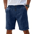 thumbnail image 3 of Wrtxtat Mens Casual Shorts Italian Style Adjustable Waist Front Button down Naples Shorts with Pockets Fashion Summer Beach Business Golf Shorts Navy XXXL, 3 of 8