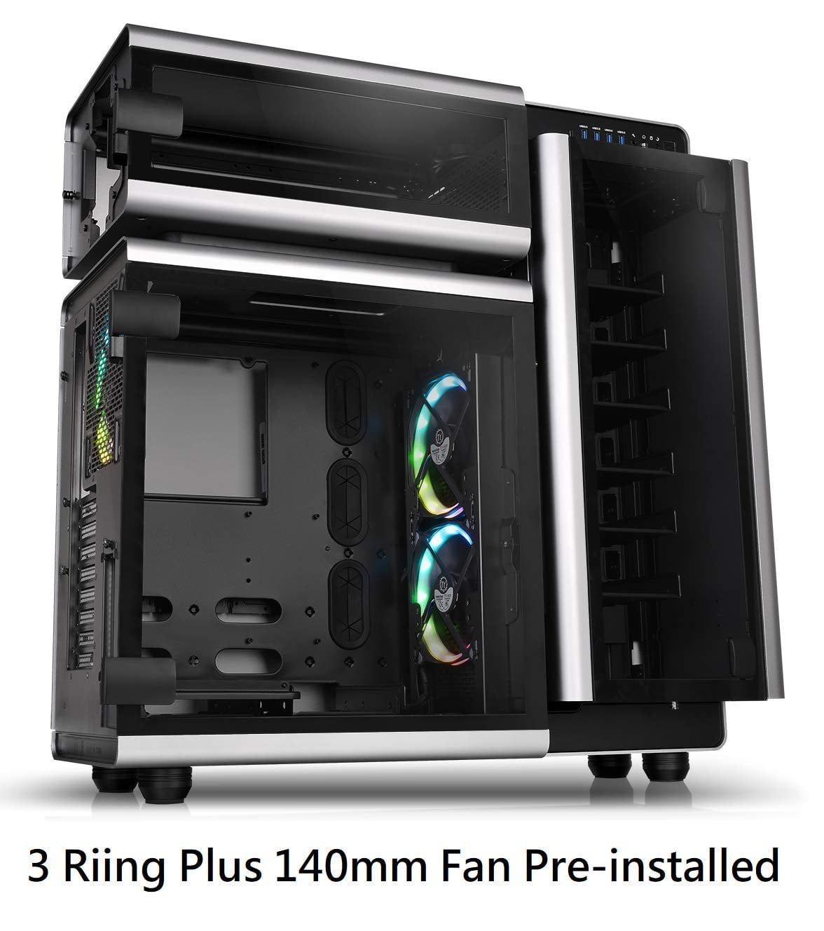 Thermaltake Level 20 Tempered Glass E Atx Vertical Gpu Trio Chamber Aluminum Full Tower Modular Gaming Computer Case Ca 1j9 00f9wn 00 3 140mm Riing