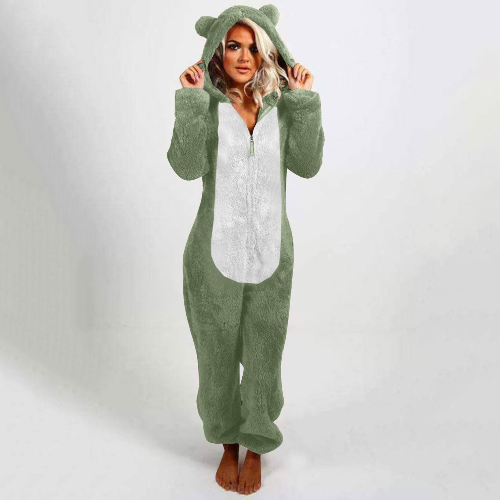 TMOYZQ Women's Plus Size Onesies Adult Pajamas Cute Ear