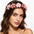 thumbnail image 3 of UNLLLL Silk Floral Headband, Ladies Flower Hair Hoop with Small Gesang and Rose, Soft Breathable Fabric Hairband, for Wedding Photography Party Travel Accessories (Pink), 3 of 6