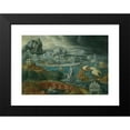 thumbnail image 2 of Circle of Maarten van Heemskerck 18x14 Black Modern Framed Museum Art Print Titled - Classical Landscape with Ships Running Before a Storm Towards a Classical Harbour, 2 of 5