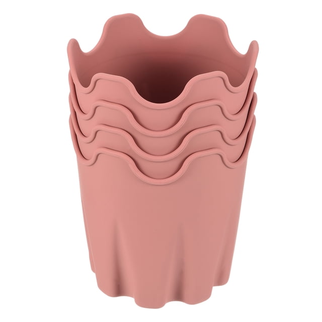Unique Bargains 4' Silicone Round Flower Pot Planter Decorative Container, Pink 4 Pack