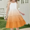 thumbnail image 4 of Nmnitkp Girls Dress Boho Gradient Girl Dresses Flutter Sleeve Tiered A Line Summer Dresses with Pockets Orange,5 Years, 4 of 7
