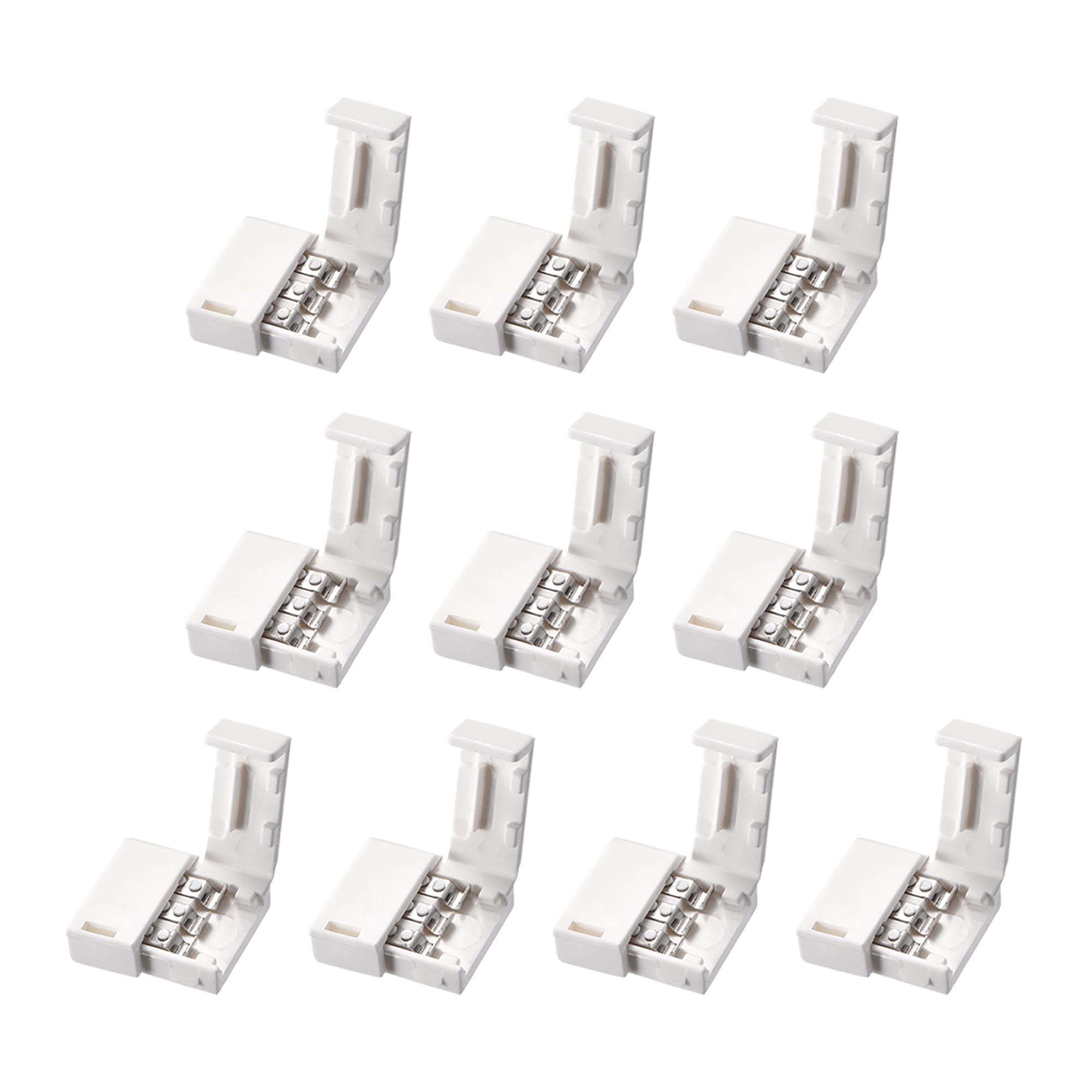 Uxcell 10mm 3P LED Strip Connector Solderless for WS2811 2812B 3 Conductor Multicolor Strip Light 10 Pcs