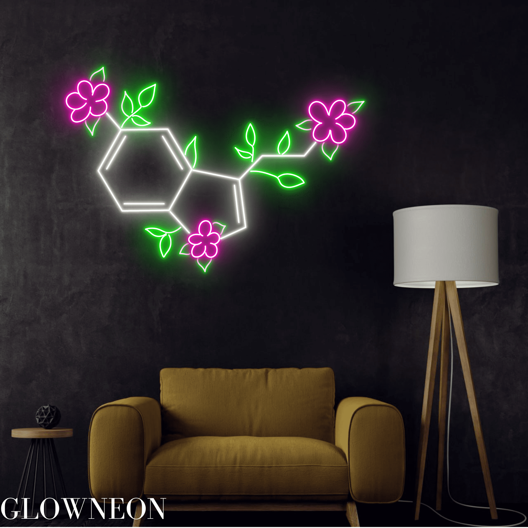 Glowneon Serotonin Hormone Science Laboratory Neon Led Sign, Wall Art