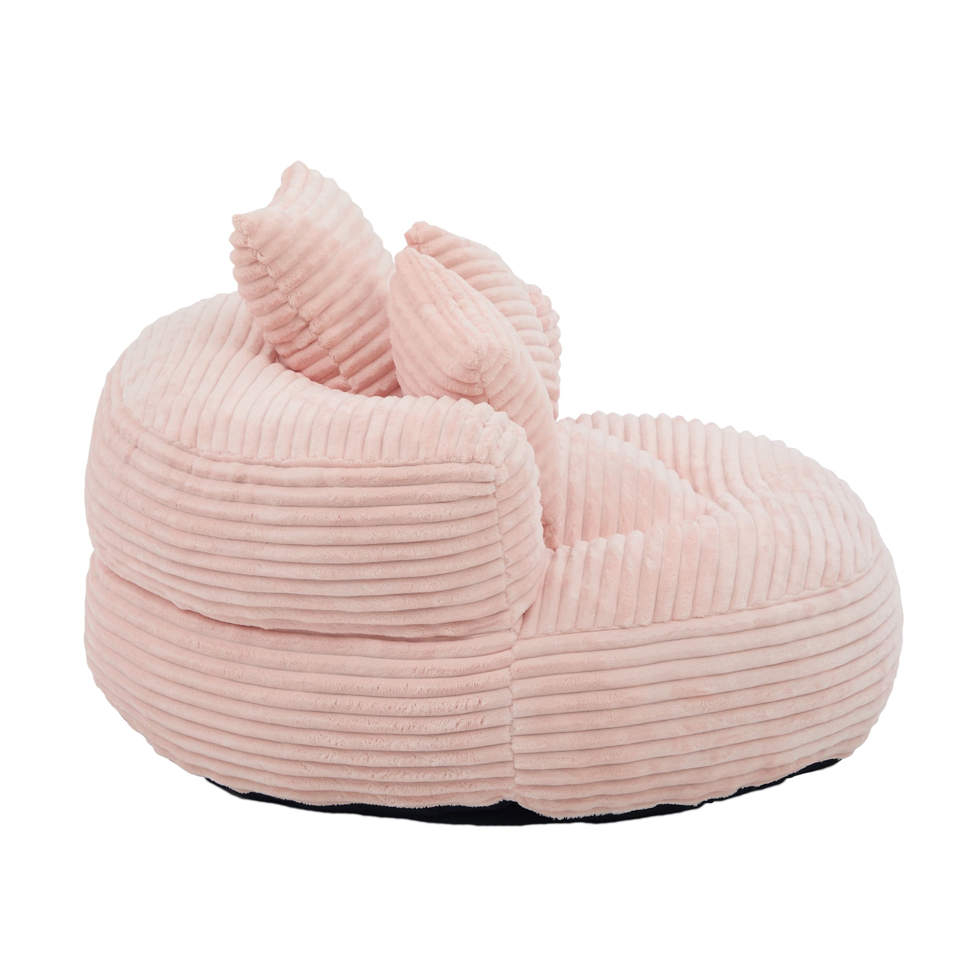 Aukfa 42.5"W Oversized Round Chaise Lounge Chair Indoor, Corduroy Floor Sofa with 3 Pillows, 550 lbs, Pink