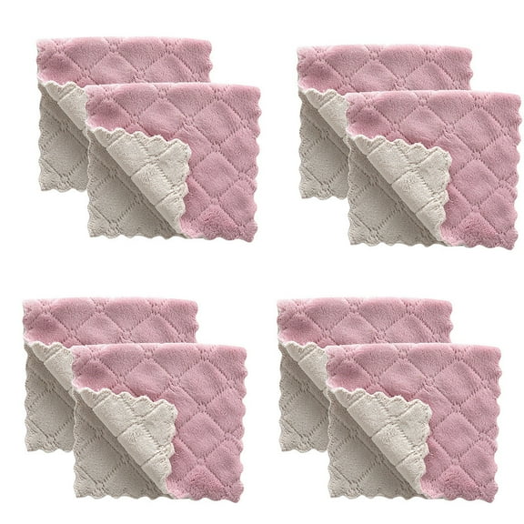 Gallickan 8 Pack Kitchen Cloth Dish Towels, Premium Dishcloths, Super Absorbent Coral Velvet Dishtowels, Soft and Comfortable Nonstick Oil Washable Fast Drying, Purple