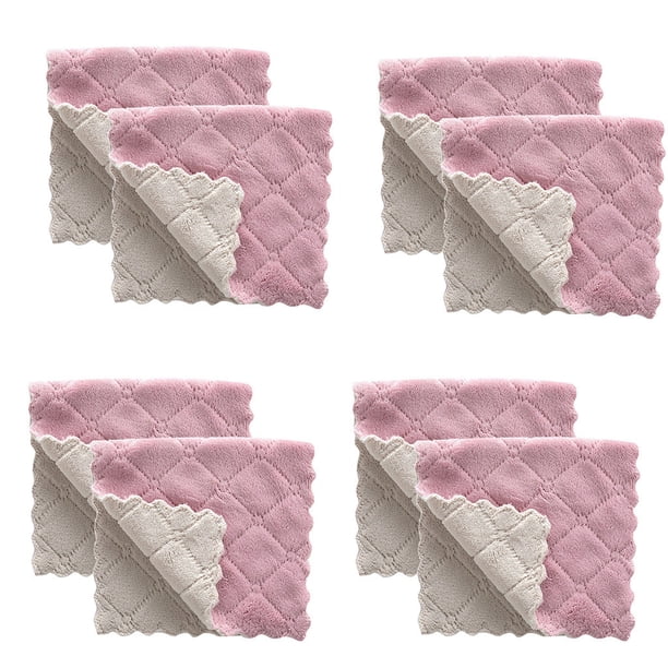 Fiudx Toallas de Mano de Terciopelo Coral, Suaves y Absorbentes, Juego de 8 Piezas con Un Exquisito Cordón, para Uso En Cocina y Baño, Diseño Vibrante y Encantador, Tamaño Compacto 27 X 16 Cm, Prácti