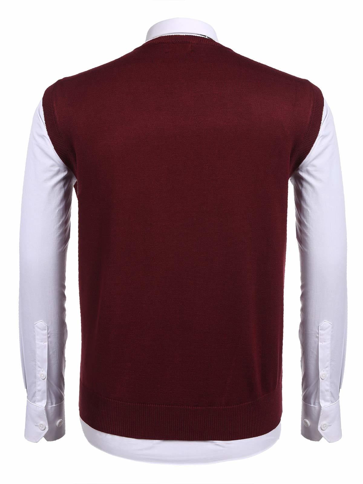 Coofandy Men's Casual Slim Fit V-neck Rhombus Business Knitwear Sweater Vest,X-Large,Wine Red