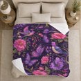 thumbnail image 5 of Whimsical Autumn Garden Purple Floral Butterfly, Festive autumn celebration Scene, Warm Flannel Blanket for Sunroom and Reading Nook, Art Lovers autumn celebration Gift, Festive Home Decor, 5 of 9