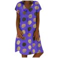 thumbnail image 1 of Robe d'Été pour Femmes Grande Taille Robe Décontractée Sexy Mode Été Col en V Manches Courtes Ample Imprimée Robe Grande Taille Shorts Robe d'Été pour Femmes Sexy, 1 of 1