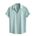 thumbnail image 2 of T-shirts for Men Plus Size under $5 Short Sleeve Buttons Turndown Casual Button Down Shirts Summer Beach Fit Collared Shirts Green XXXL, 2 of 6