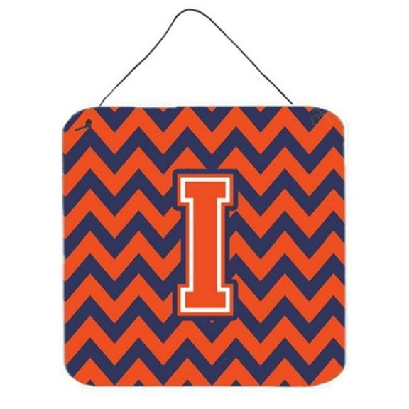 Letter I Chevron Orange & Blue Wall or Door Hanging Prints, 6 x 0.02 x 6 in.