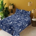thumbnail image 2 of Oriental Flowers Sheet Set, Chinese Artwork Inspirations Vintage Floral Pattern with Leaves, Fitted & Flat Sheet with Pillowcase Bedding Accent 4 Pcs Set, Full, Dark Lavender White, by Ambesonne, 2 of 5
