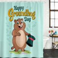 thumbnail image 2 of Happy Groundhog Day Shower Curtain, Waterproof Shower Curtains for Bathroom, Green Hat Spring Animals Mint Green Washable Fabric Bathtub Curtain Set Bath Decor with 12 Hooks 72"x78", 2 of 8
