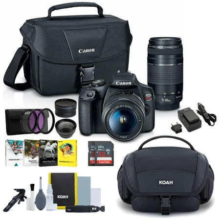 Canon EOS Rebel T7 DSLR Camera 18-55 and 75-300 Double Zoom Lens with Bag Bundle