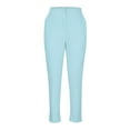 thumbnail image 4 of 2025 Ladies High Rise Work Pants Womans Slim Fit Pleated Work Business Casual Dress Pants Ankle Length (2XL, Light Blue), 4 of 5