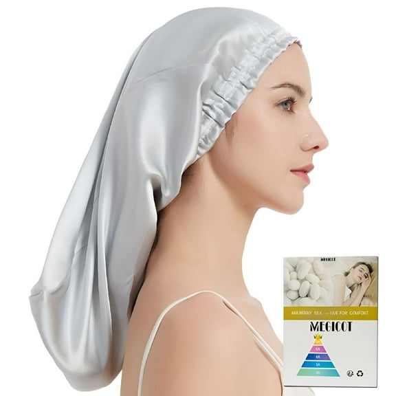 TELOLY Mulberry Long Silk Sleep Cap, 20.47" Hair Care Bonnet for Long Natural Hair Curly Hair Care