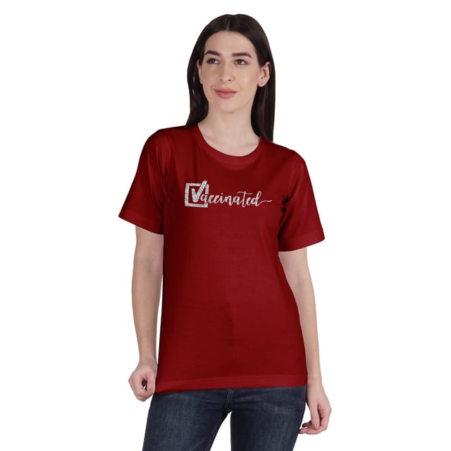 Inkmeso T-shirt Col Rond pro-Vaccin en Coton pour Femmes
