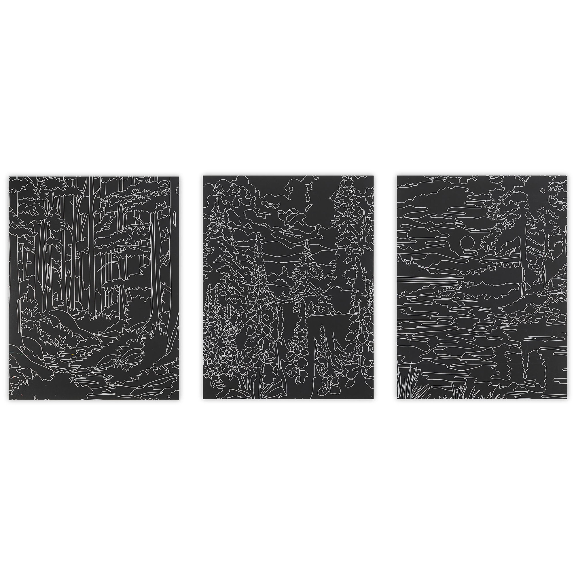 Brea Reese: Scratch Art Paper Pad - Seasonal Landscapes - 6 Designs, Guided Art, Metallic Accents, Dual-Tip Stylus & Brush, 9x12" Pages, Adult Craft